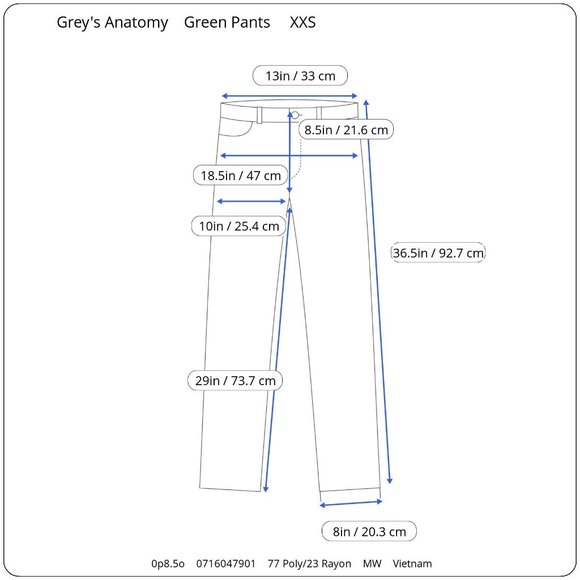 Grey's Anatomy by Barco Teal Green Scrub Pants Style 4277P 4 Pocket Womens XXS - Picture 7 of 7